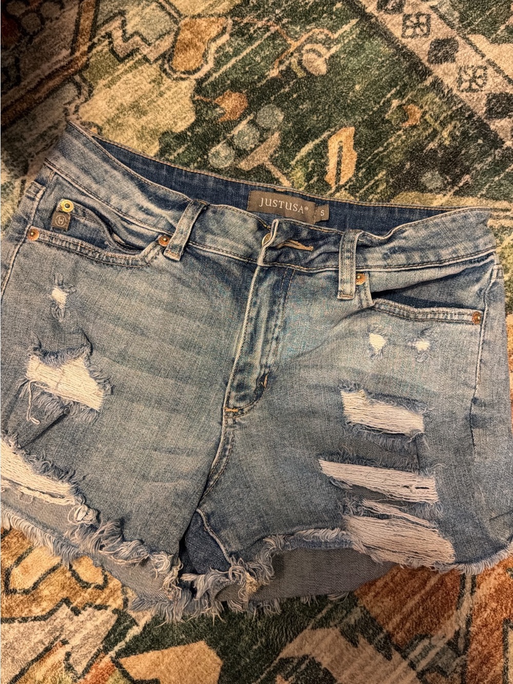 Just USA Light Blue Distressed Denim Cutoff Shorts
